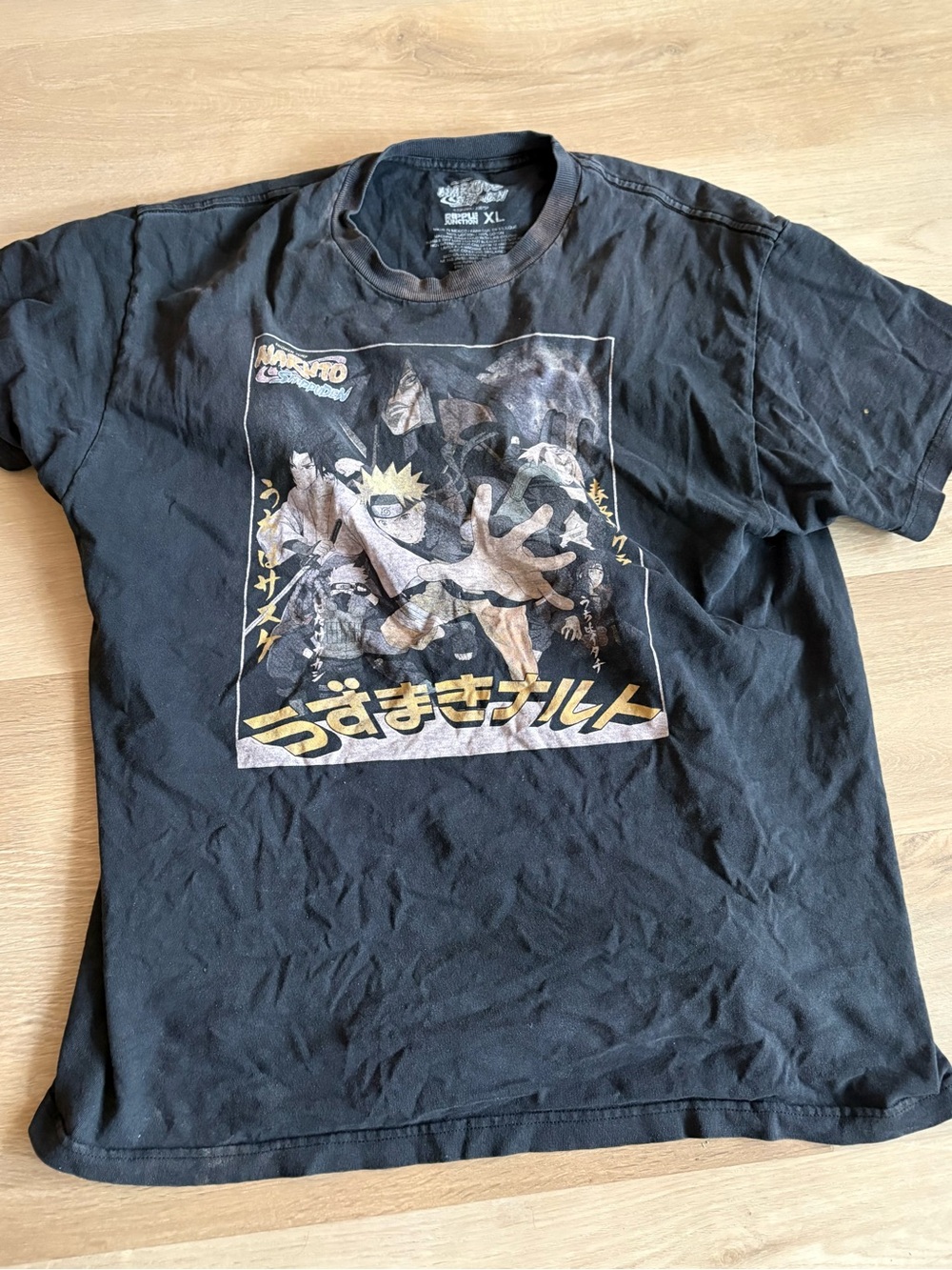Naruto Graphic Tee in Black with Yellow Accents
